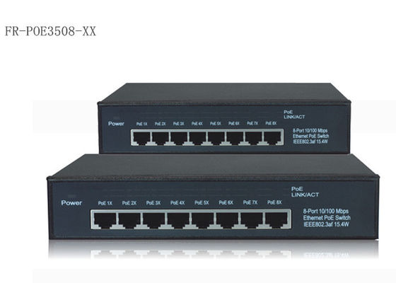 8 Port Power Over Ethernet 10 / 100 / 1000M with IEEE 802.3af